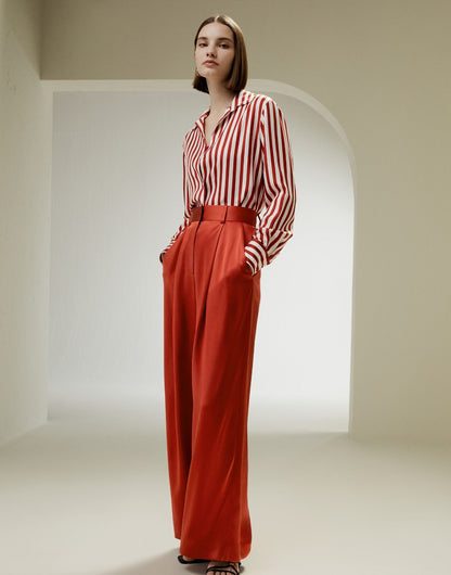 High-Waisted Wide Leg Dense Silk Pants