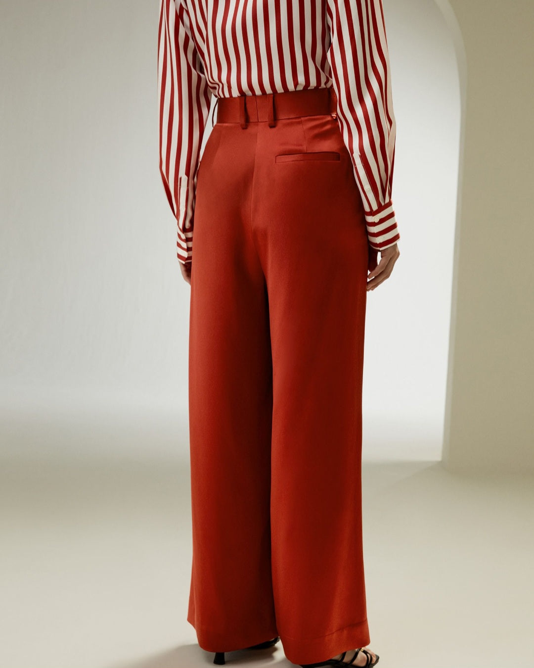 High-Waisted Wide Leg Dense Silk Pants