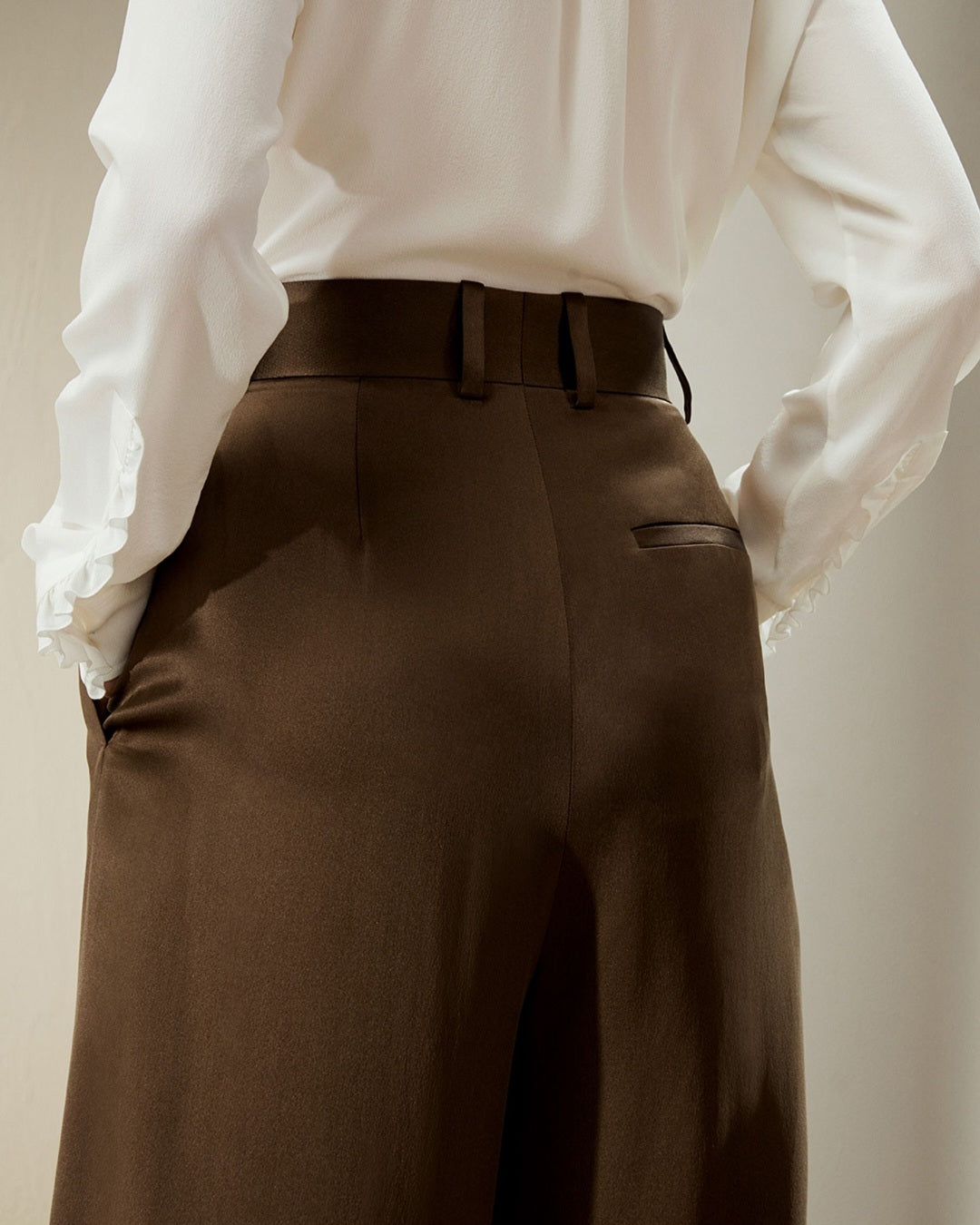 High-Waisted Wide Leg Dense Silk Pants