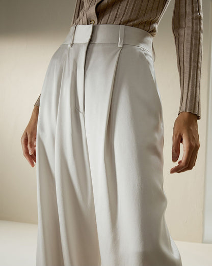 High-Waisted Wide Leg Dense Silk Pants