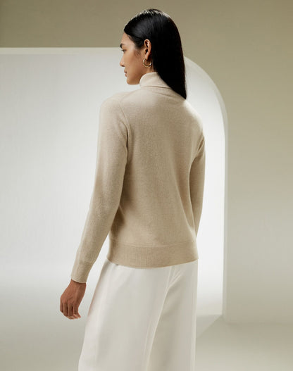 Seamless Silk-Cashmere Blend Turtleneck Sweater