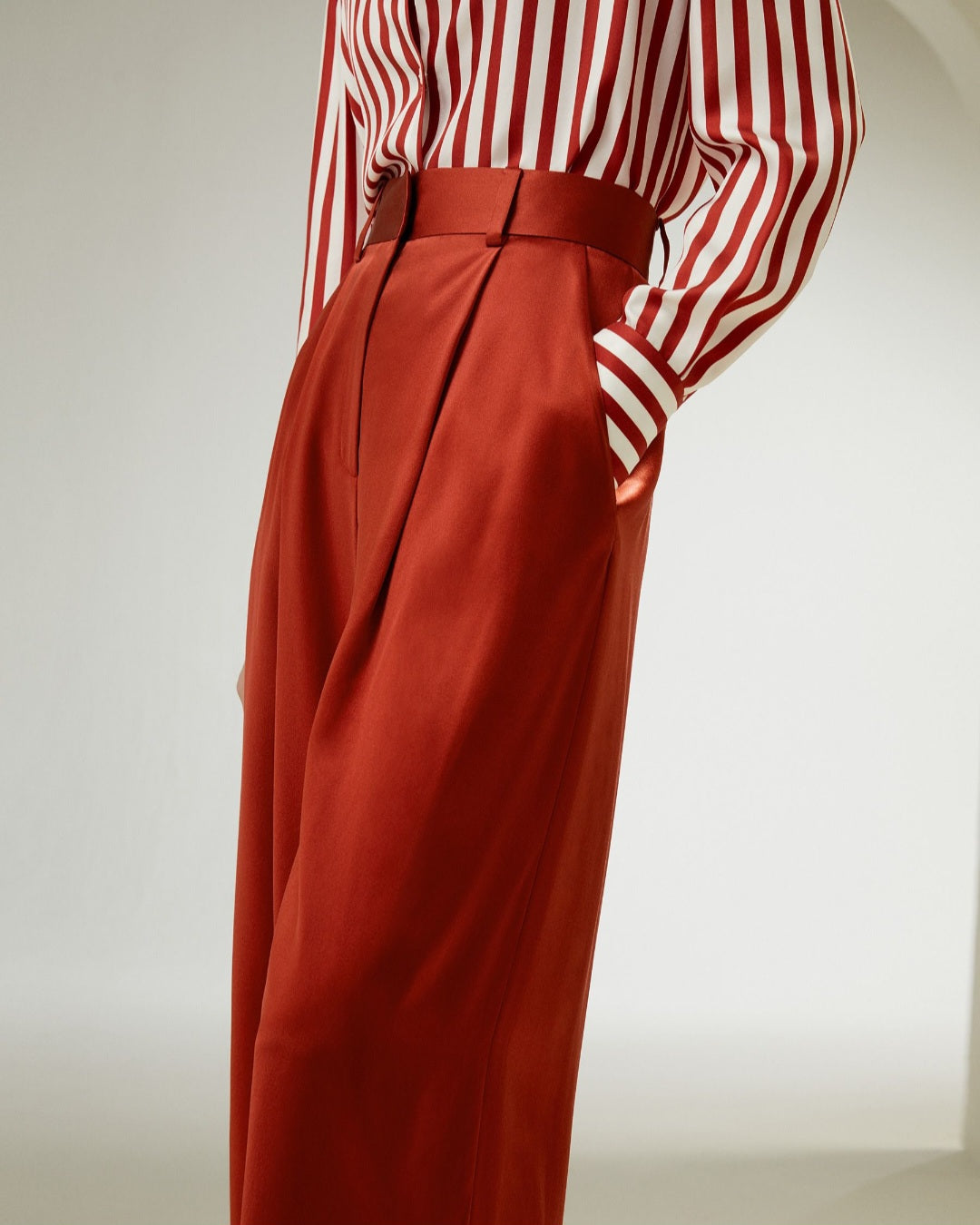 High-Waisted Wide Leg Dense Silk Pants